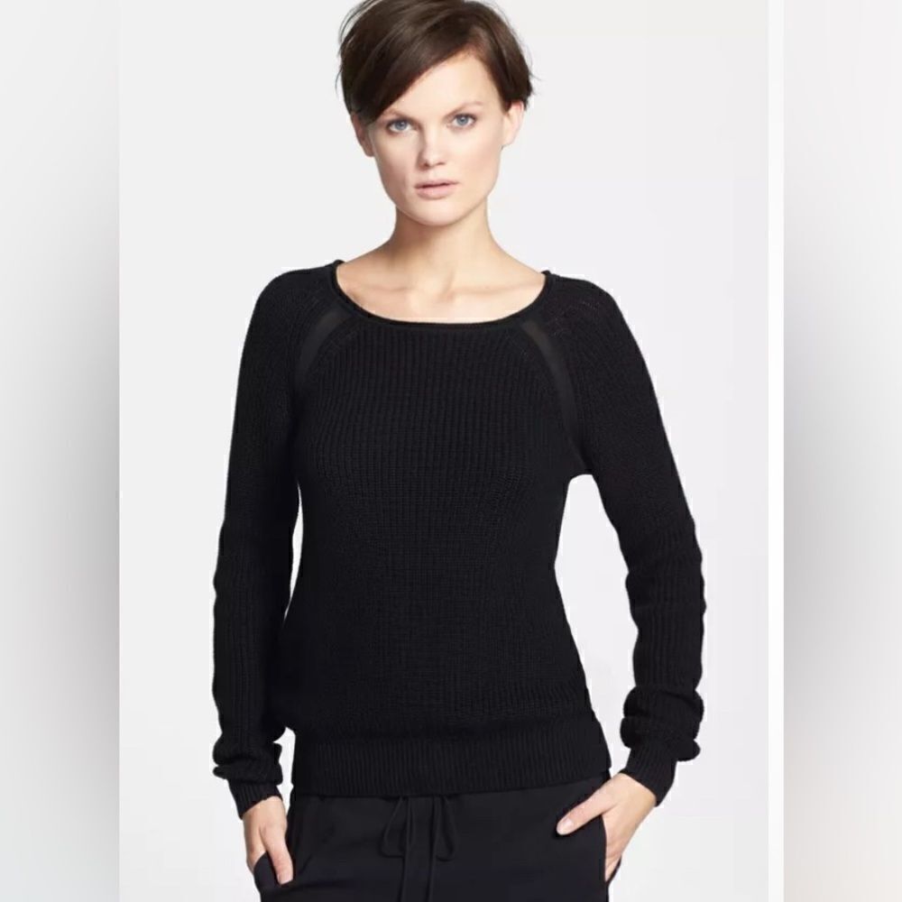 Vince rib cotton raglan suspension sweater black